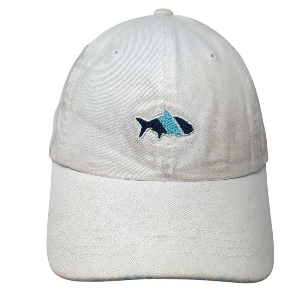 Fish Hippie Slideback Baseball Cap White One Size Adjustable Embroidered Cotton